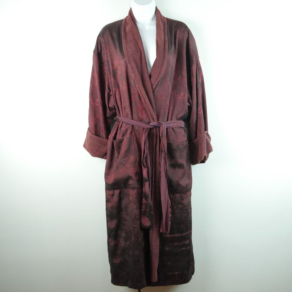 Vintage Victoria's Secret Robe Brocade Terry Lined Moody Glam Gold Label 90s S